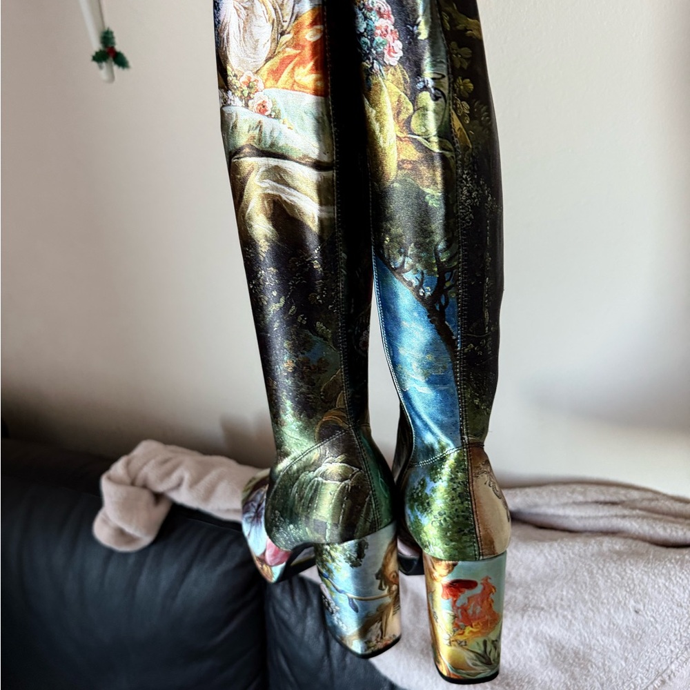 Dolls Kill Multi-Color Classical Print Over-the-Knee Platform Boots - Picture 8 of 8